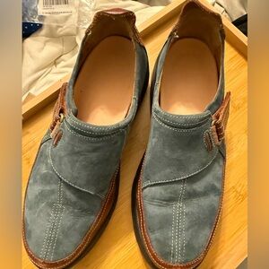Dr. Comfort leather slide on shoes size 8m - blue and brown